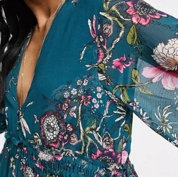 Free People Cherry Blossom Mini Dress Emerald Combo - Picture 7 of 9